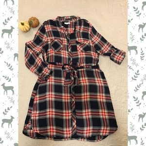 Plaid button-up tunic